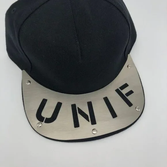 New UNIF Metal Logo Baseball Flat Bill Cap Hat - Picture 2 of 6